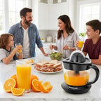 LUUKMONDE Electric Citrus Juicer, 24 oz. Orange Squeezer with 2 Reamers for Lemon & Grapefruit, Pressure Activated Auto-Reversing Juicer Machine, Quiet Motor, Black
