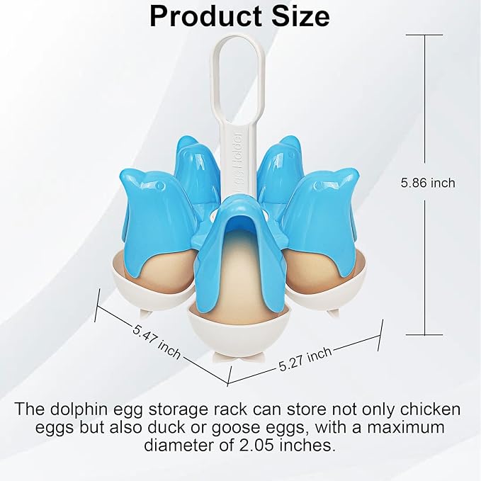 Asltw Dolphin Boiled Egg Holder – 3-in-1 Cooker, Server & Fridge Tray for Soft/Hard Eggs, BPA-Free, Cute Kitchen Gift for Kids & Families (Blue+White)