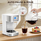 Taylor Swoden 12-Cup Programmable Coffee Maker, Regular & Strong Brew Drip Coffee Machine for Home and Office, Glass Carafe, Pause & Serve, Auto Shut Off, White & Stainless Steel