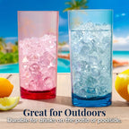US Acrylic Classic Plastic Reusable Drinking Glasses (Set of 6) 24oz Iced Tea Cups Assorted Colors | BPA-Free Tumblers, Made in USA | Top-Rack Dishwasher Safe
