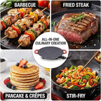 Non-Stick Electric Indoor Grill Pan, Smokeless Electric Griddle with Temperature Control, Round Baking Pan for BBQ, Steaks, Pancakes & Comal Electrico para Tortillas (40cm/15.7in)