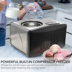 Whynter Ice Cream Maker Machine 1.6 Qt. Automatic with Built-In Compressor, LCD Digital Display & Timer, No Pre-Freezing, ICM-15LS, Stainless Steel