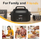 Sunvivi Roaster Oven, Electric Roaster Oven with Viewing Lid, 30lb 26-Quart Turkey Roaster with Unique Defrost/Warm Function, Large Roaster with Removable Pan & Rack, Stainless Steel, Black