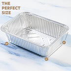 PLASTICPRO 25 Pack Aluminum Pans 8'' X 10" Disposable Pans with Covers Heavy Duty 5 lb Foil Pans for Baking and Cooking