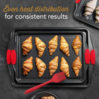 Baking Pan Set, 15 Piece Premium Baking Set, Nonstick Bakeware Sets BPA Free, Cookie Sheets for Baking Nonstick Set, Steel Baking Sheets for Oven with Muffin Pan, Cake Pan & Black Kitchen Utensils