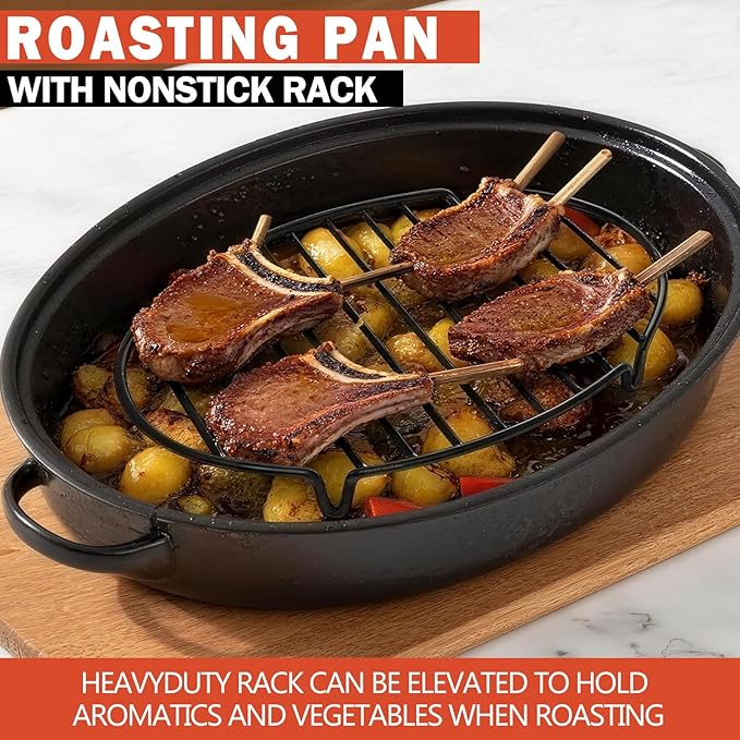 Roasting Rack for Roasting Pan, Heavy Duty Oven Rack Insert for Turkey Roasting Pan, Fit for Oven Cooking (12.4"x 8.5")