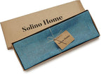 Solino Home Linen Placemats Set of 4 - Chambray Teal Placemats 14 x 19 Inch - 100% Pure Linen Table Mats - Athena