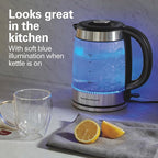 Hamilton Beach Electric Tea Kettle, Water Boiler & Heater, 1.8 Liter, Cordless Serving, 1500 Watts for Fast Boiling, Auto-Shutoff and Boil-Dry Protection, Easy-View Glass (40853C)