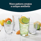 Libbey Orbita Rocks and Tumbler Drinking Glasses Set of 16, Durable Glass Cups Set with Wave Pattern, Glassware Drinking Glasses for Any Occasion