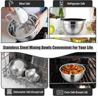 P&P CHEF Black Mixing Bowls with Lids, Set of 3, Stainless Steel Salad Nesting Bowl for Mixing, Storing, Prepping, Airtight & Stackable, Size 4.6/3 /1.5 QT