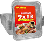 9x13 Aluminum Foil Pans, 30 Pack Disposable Trays Half Size Heavy Duty Tin Pans Deep Food Containers For Cooking, Meal Prep, Baking, Roasting, Chafing, Heating or Steam Table