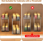 DABIGE 2 Pack Pull Out Spice Rack Organizer for Cabinet, 2 Tier Slide Out Spice Racks Organizer, Spice Cabinet Organizers, Cabinet Size Need:12'' High x 11'' Deep x 5'' Wide, Clear Acrylic