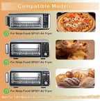 6Pcs Reusable Air Fryer Liners for Ninja, 12 × 12in Non-Stick Liners for Bottom of Toaster Oven, 3 × Liners + 3 × Mesh Sheets, Pre-Cut Square Baking/Microwave/Grill Mat for SP101/SP201/SP301/SP351
