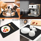 Coffee Mat for Countertops ,Coffee Bar Accessories Fit Under Coffee Maker Espresso Machine, Absorbent Hide Stain Rubber Mat for Countertop ,Dish Drying Mat for Kitchen Counter (Black, 17"x31.5")