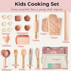Ultimate Baking Kit for Kids - 38 Piece Kitchen Tools, Food Grade Silicone, BPA/BPS Free - Real Cooking Set for Ages 8-12 - Girls Boys Birthday Stocking Stuffer - Danish Orange