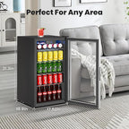 Mini fridge,116 Can Beverage refrigerator cooler with Glass Reversible Door for Soda Beer Wine, 3.2 Cu.ft Small Refrigerator for Home Kitchen, Adjustable Removable Shelves,Hidden Door Handle