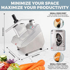 Tartle 550W Commercial Vegetable Cutter and Food Processor - 110V Multifunction Automatic Cutter - Vegetable Slicer Cheese Grater Potato Dicer, 3.17 Quart with Disc Blades