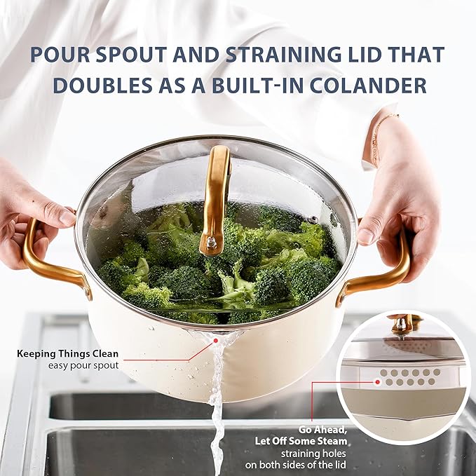 Pots and Pans Set Nonstick - Granite Cookware + Bakeware Set Kitchen Cookware Sets With Dutch Oven, Frying Pans, Saucepan, Sauté Pan, Silicone Utensils, Cookie Sheet, Baking Pan Set for Cooking Gifts