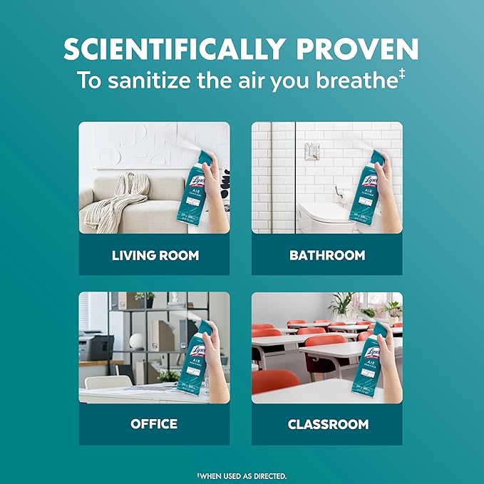 Lysol Air Sanitizer Spray with Odor Eliminator for Home & Office, Sanitizing Spray, Air Freshener Alternative, Simple Fresh Scent, 10 oz (Pack of 3)