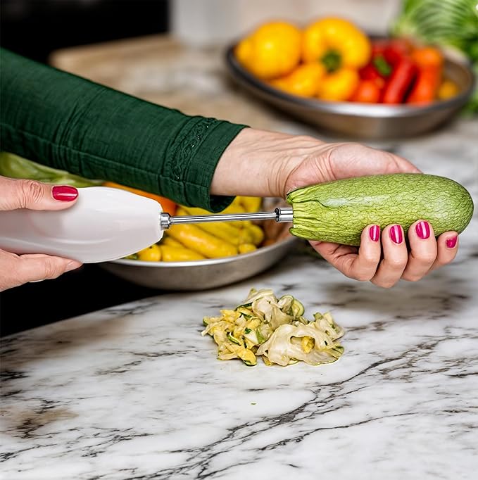Zucchini Corer Tool Portable Vegetable Corer Cordless, Electric Scraping Scale Machine Scraper With 2 Cutter Head, Stainless Steel Rechargeable Fruit Digging, Professional Remover Tool Veggie Drill
