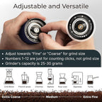 Premium Manual Coffee Grinder for Espresso, Pour Over & French Press with Stainless Steel Conical Burr, Precision Adjustable Hand Grinder, Compact Travel Size - by Alpaca Ventures