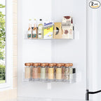 Mystozer Magnetic Spice Rack for Refrigerator, Kitchen Organizer and Storage Shelf, Clear(2 Pack)