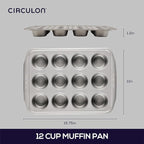 Circulon Nonstick Bakeware 12-Cup Muffin Tin, Gray, Steel