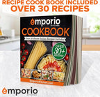Emporio Kitchen Stackable Baking Pan Set - Deluxe Nonstick Gray Marble Coating, Carbon Steel Bakeware Sets, PFOA, PFOS, PTFE Free, Recipe Booklet Included, Oven Safe (Up to 450°F), Set of 7