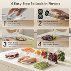 Compact Vacuum Sealer for Food (Vacuum Sealer Machine + 30 Reusable Vacuum Bags) Powerful Handheld Vacuum Sealer Machine, Featuring LED Pressure Display, Portable Food Sealer