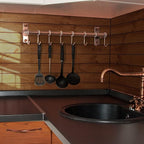 Dseap Kitchen Untentil Rail with 8 Hooks,Hanging Rack for Pots and Pans, Plants, Double Bars, Wall Mounted, Antique Copper, Pack of 2