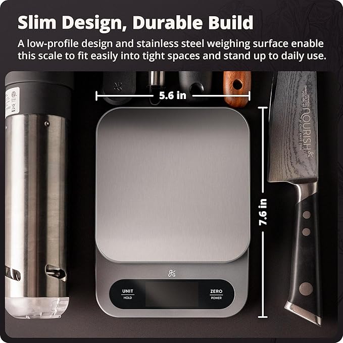 Greater Goods Digital Food Scale for Kitchen & Baking, 10kg/22lb High-Capacity Weight Scale with 1g Precision, Stainless Steel Platform, Hi-Def LCD, Ideal for Bread, Sourdough & Bulk Cooking