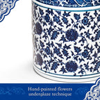 Utensil Holder, 6" Premium Ceramic Kitchen Utensil Rack for Countertop, Hand-painted blue and white porcelain made in Jingdezhen suitable for Vintage Farmhouse Kitchen Counter Decor