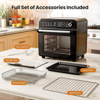 Kismile 18QT Air Fryer Toaster Oven Combo, 12-in-1 Countertop Convection Airfryer Oven, Adjustable 70–450℉ Temperature, Bake, Reheat & Broil, Fits 8-10″ Pizza, Complete Accessories Included, Black