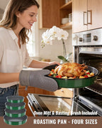 Enamel Pizza Pan Set Round Baking Pans for Oven Roasting Chicken Roast & Ham Dish 4-Pack 9/10/12/14 Inch Non-Stick Heat Resistance Dishwasher Safe, Birthday & Mother Day Gift Cake Pan