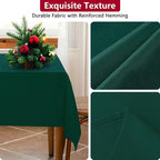 Green Textured Fabric Rectangle Tablecloth, Faux Linen Water Resistant Rectangular Table Cloth, Washable for Dinig Party Holiday Decoration, 60 x 102 Inch
