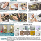 TAILI Sponge Holder with Strong Suction Cup, 4-in-1 Rustproof Sink Organizer - Sink Caddy Holds Sponges, Brushes, Stoppers & Scrapers -Gold