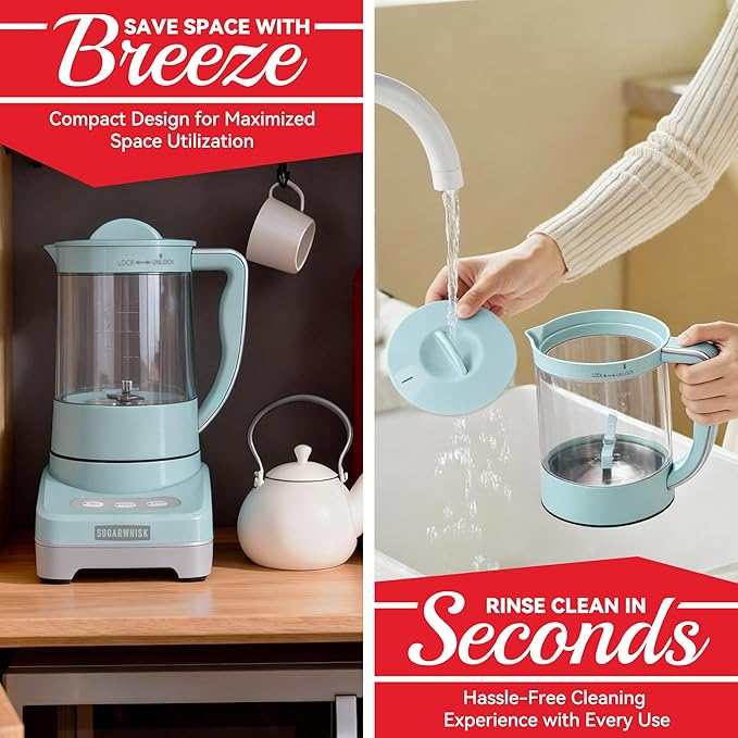 29 Oz Hot Chocolate Maker Machine, Electric Milk Frother and Steamer, Hot Cocoa Maker Machine for Hot Chocolate Bar, Detachable Pitcher, 2 Speed Mode, 3.5 Cups, Aqua