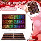 Ziliny Dot Holographic Chocolate Bar Mold Silicone, Rainbow Light Effect Chocolate Bar Deep Thick Molds for DIY Candy Dessert Baking, Candy, Wax Melts, Cake Decoration (Rectangle)