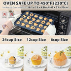 Mini Silicone Muffin Pan with Metal Frame, Non Stick Silicone Cupcake Pan with Handles 24 Cup, BPA Free Silicon Muffin Tin Tray Small for baking, egg bites, Cupcake Mold Grey
