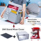 BAGSPRITE Stand Mixer Cover with Detachable Appliance Sliders Base Compatible with KitchenAid Mixer-Storage Bag for 4.5/5 Quart with Pockets for Kitchen Aid Accessories and Attachments
