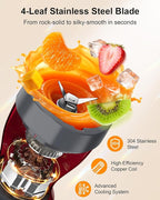 Smoothie Blender, 650W Personal Blenders for Shakes and Smoothies with Grinder Cup & 2 BPA-Free Portable Cups (20oz+14oz), Portable Blender for Juices, Smoothies Maker for Kitchen, Red