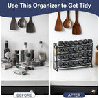 AOZITA Spice Rack Organizer for Cabinet, Spice Organizer with 28 Empty Spice Jars with Black Lids, Funnel, Spice Labels, Seasoning Organizer for Countertop, Cabinet, Kitchen, Pantry, Cupboard