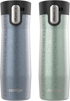 Contigo® AUTOSEAL® West Loop Vacuum-Insulated Stainless Steel Travel Mug with Easy-Clean Lid, 20 oz, 2 pack, Crystal Lakeside; Crystal Agave