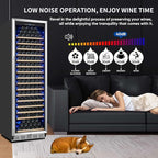 Large 200 Bottle Wine Fridge - 24 Inch Wine Cooler Refrigerator, Freestanding and Built-in Design, Upgraded Compressor Cooling, Intelligent Temperature Memory