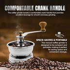 Stainless Steel Coffee Grinder Lid Attachment for Regular Mouth Mason Jars - Manual Crank Burr Grinder for Fresh Coffee, Ideal for Camping, Home Barista, Rust Proof Ceramic Mechanism