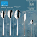 Amefa Metropole 45-Piece Flatware, Set for 8 – Stainless Steel Silverware, Polished Mirror Finish, Ergonomic Rust-Resistant Cutlery, Forks, Knives, Spoons, Salad Forks & Teaspoons for Dining & Parties