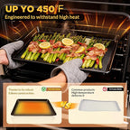 Professional Non-Stick Baking Sheets Set, 3-Piece Heavy Duty Carbon Steel Cookie Sheets with Oven Safe & Even Heating for Baking, Roasting, Cooking (Black)