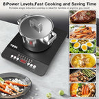 VBGK Single Burner Induction Cooktop,1800W Portable Induction Cooktop,110V Hot Plate with LCD Sensor Touch, 7 Temp Levels up to 518°F, Safety Lock, 4-Hour Timer, 9 Heat-Resistant Cooking