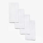 Solino Home White Linen Napkins Set of 4-100% Pure Linen Hemstitch Dinner Napkins 20 x 20 Inch for Winter, Valentines, Holiday, New Year - Classic Hemstitch
