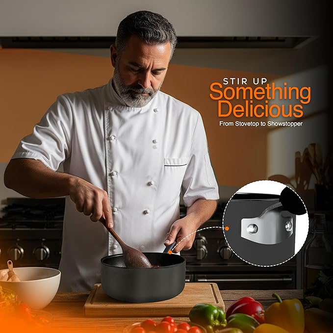 Utopia Kitchen Nonstick Saucepan Set, Cooking Pots with Lids, 1 Quart and 2 Quarts Multipurpose Kitchen Small Pots for Cooking Nonstick With Lids, 1 qt & 2 qt Set, Grey & Black